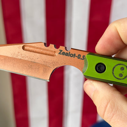 Severed Metal Works Zealot Fixed Blade – 2.5” Tanto Blade, 80CrV2 Steel, Micarta Scales – Made in USA