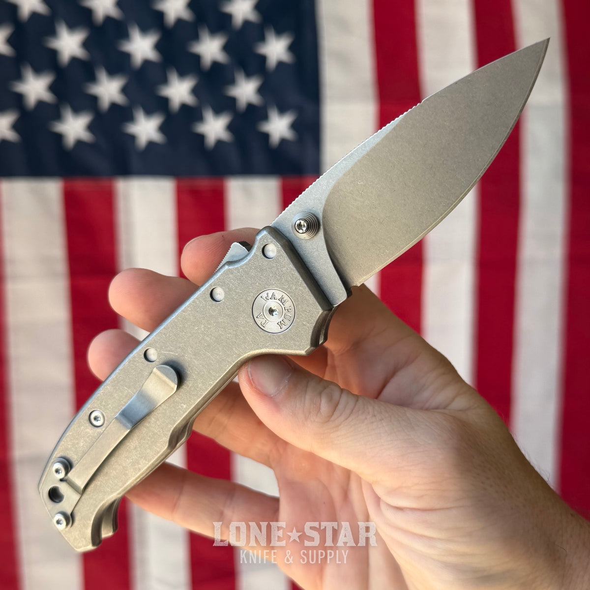 Demko AD20 CXT - 3.25" CPM-3V Barong, Smooth Titanium, Shark-Lock - Made in USA (DEMKO-AD20CXT-SMTI)