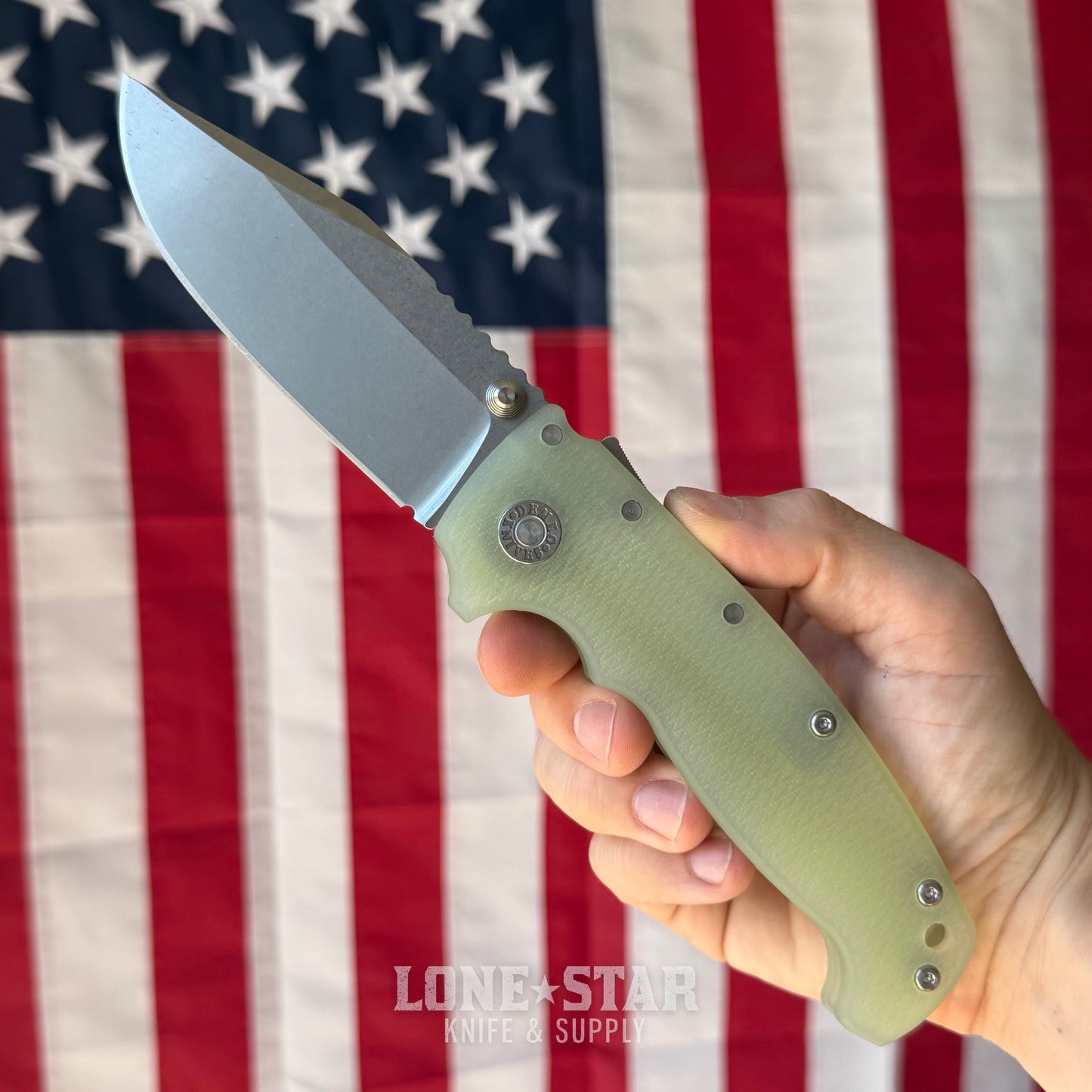 Demko AD20 XXX - 4" CPM-3V Clip Point, Natural G10, Shark-Lock - Made in USA (DEMKO-AD20XXX-NATURAL)
