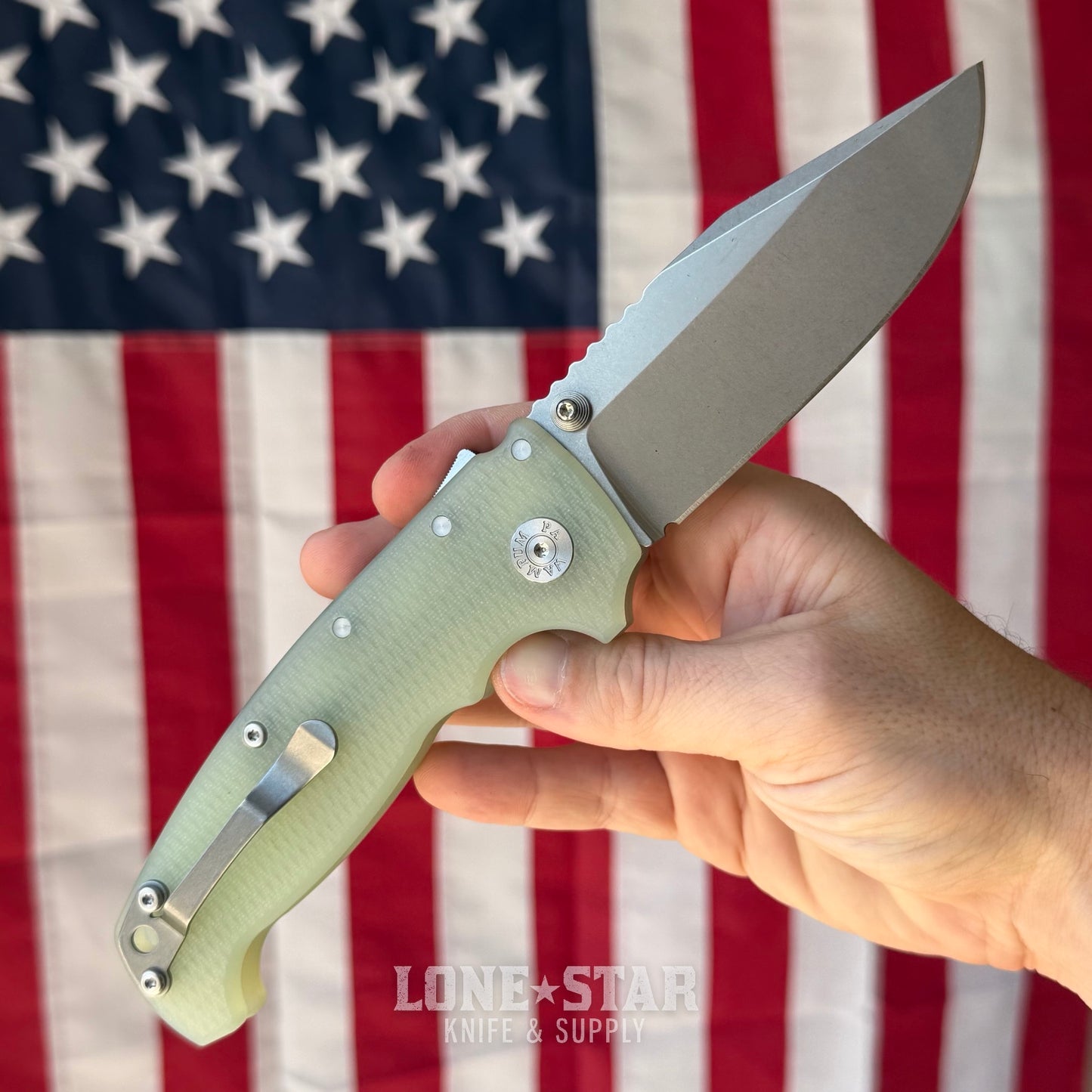 Demko AD20 XXX - 4" CPM-3V Clip Point, Natural G10, Shark-Lock - Made in USA (DEMKO-AD20XXX-NATURAL)