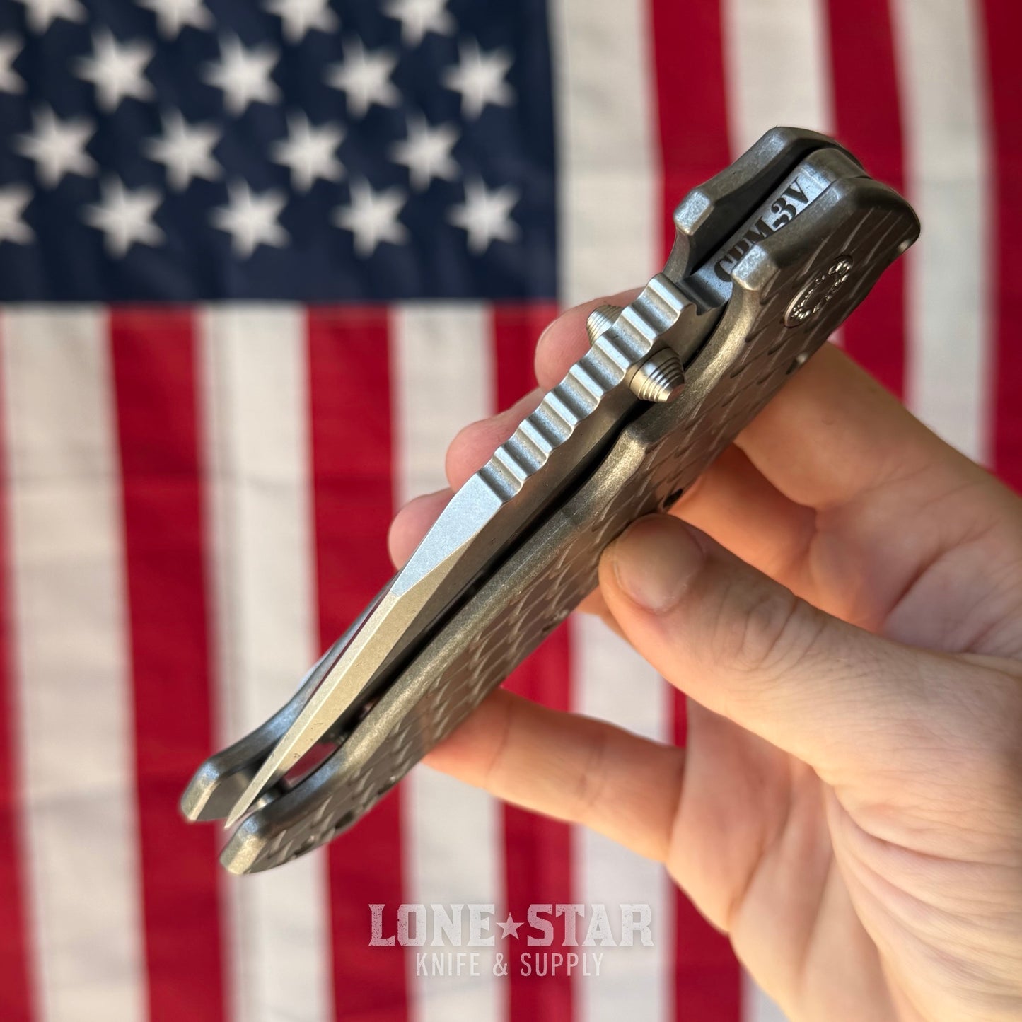 Demko AD20 XXX - 4" CPM-3V Clip Point, Dragon Scale Titanium, Shark-Lock - Made in USA (DEMKO-AD20XXX-DSTI)