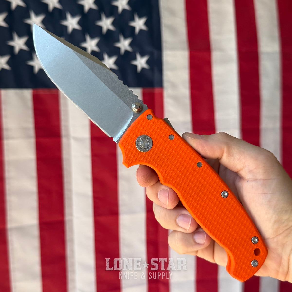 Demko AD20 XXX - 4" CPM-3V Clip Point, Orange G10, Shark-Lock - Made in USA (DEMKO-AD20XXX-ORANGE)