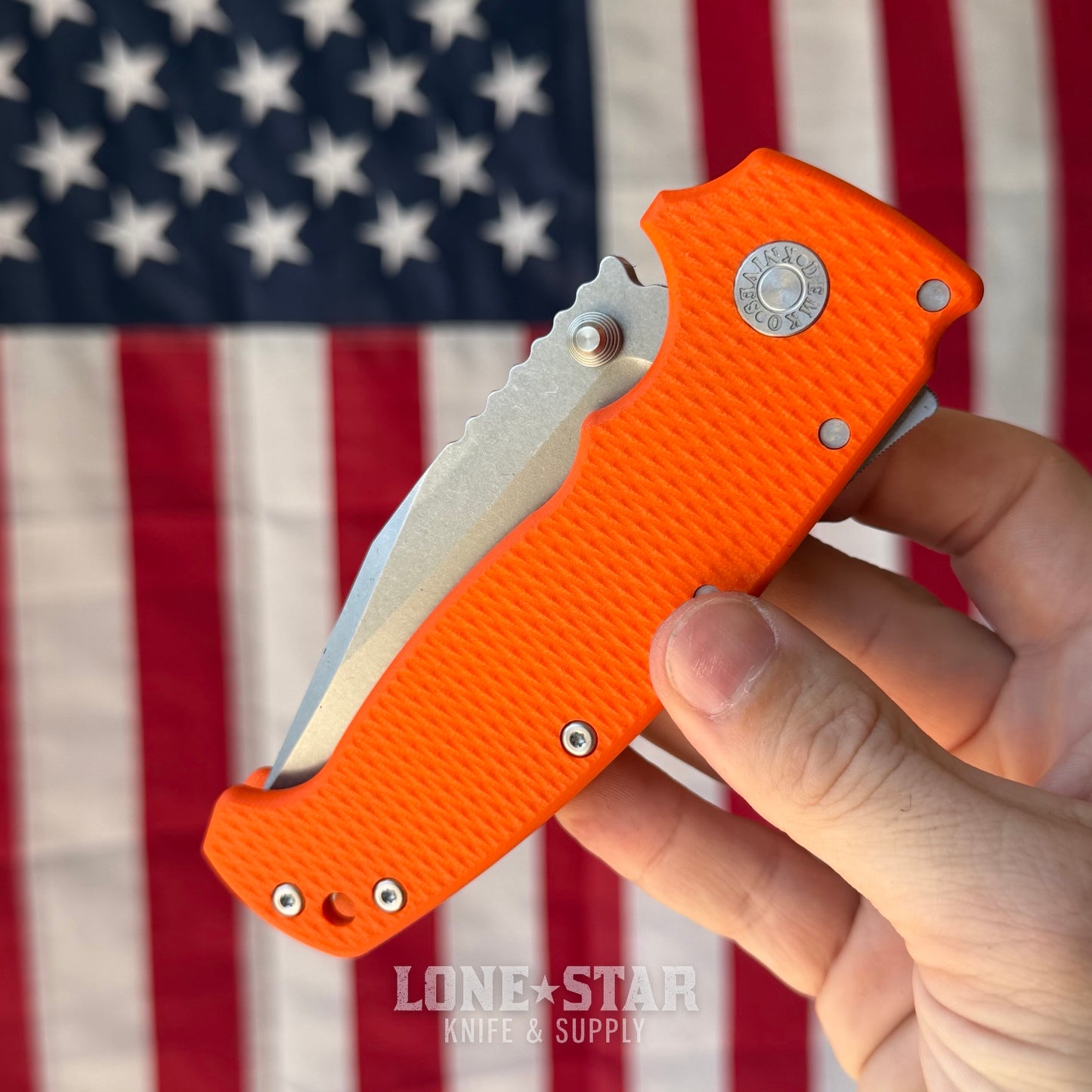 Demko AD20 XXX - 4" CPM-3V Clip Point, Orange G10, Shark-Lock - Made in USA (DEMKO-AD20XXX-ORANGE)