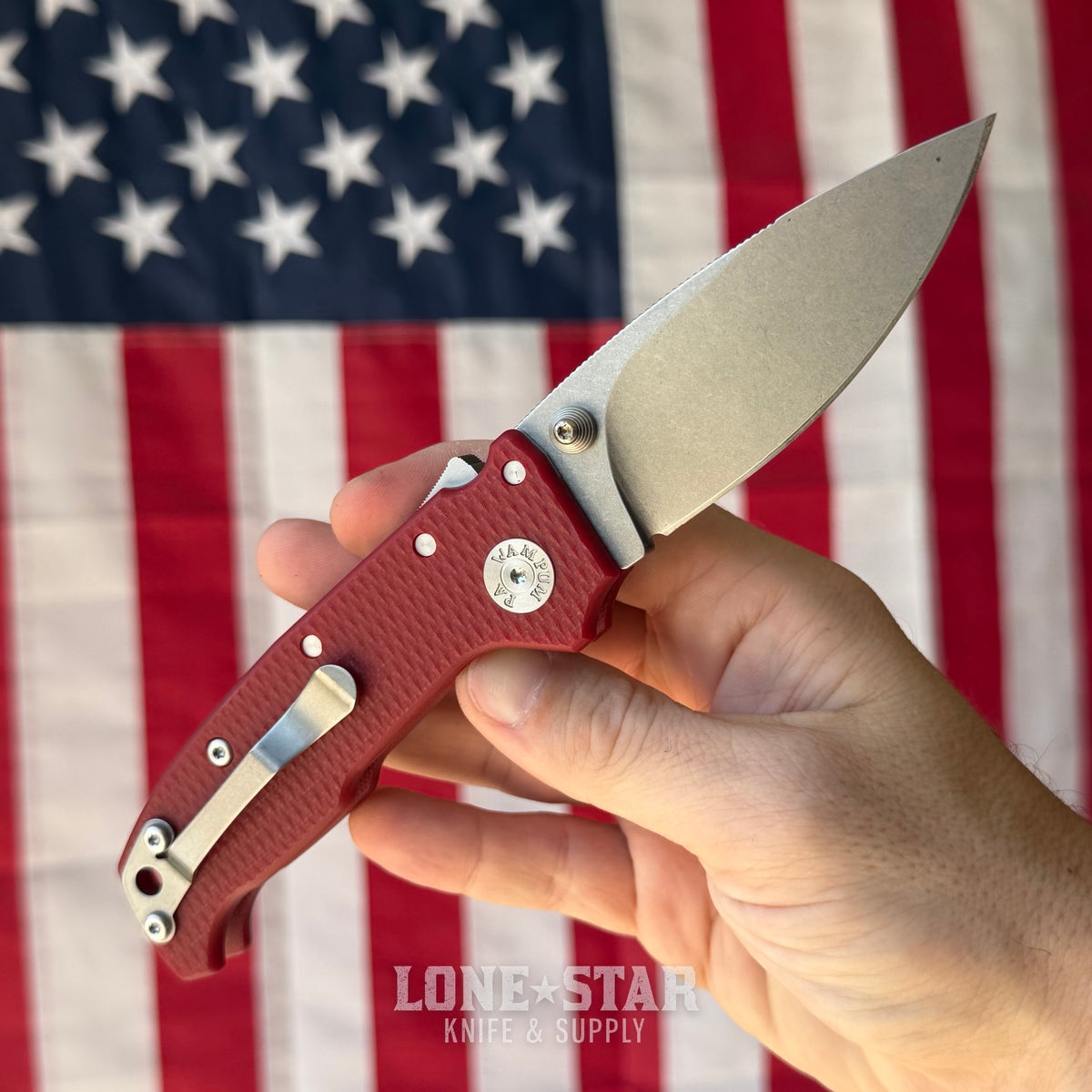 Demko AD20 CXT - 3.25" CPM-3V Barong, Red G10, Shark-Lock - Made in USA (DEMKO-AD20CXT-REDG10)