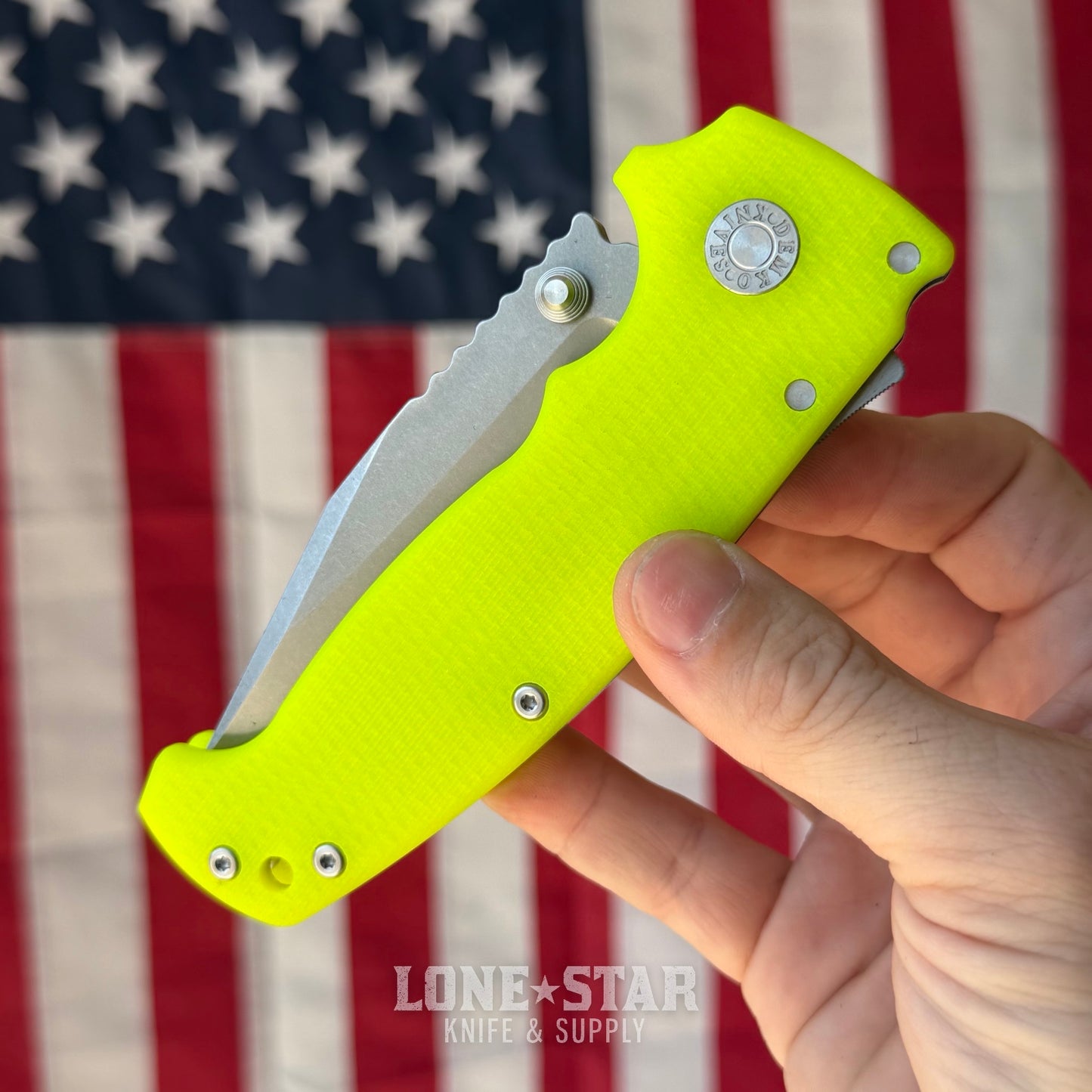 Demko AD20 XXX - 4" CPM-3V Clip Point, Dayglow G10, Shark-Lock - Made in USA (DEMKO-AD20XXX-DAYGLOW)