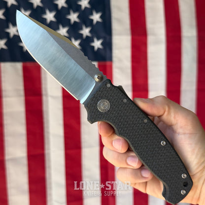 Demko AD20 XXX - 4" CPM-3V Clip Point, Carbon Fiber Two-Tone, Shark-Lock - Made in USA (DEMKO-AD20XXX-CF)