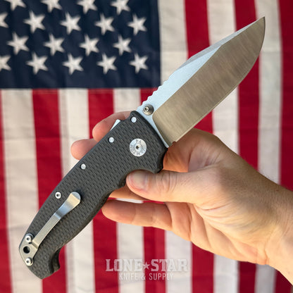 Demko AD20 XXX - 4" CPM-3V Clip Point, Carbon Fiber Two-Tone, Shark-Lock - Made in USA (DEMKO-AD20XXX-CF)