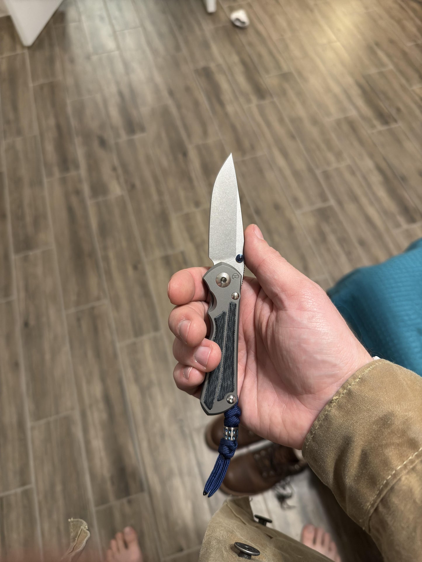 Used - Chris Reeve Small Inkosi Blue Denim Micarta, Glass Blasted