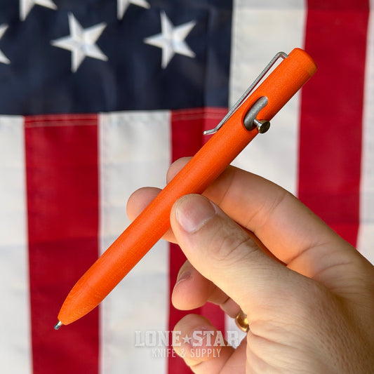 The Back Door: Tactile Turn G10 Bolt Action Pen, Orange, Standard Size - Made in Texas, USA - Return (BD-TT-G10-BOLT-STD-ORANGE)
