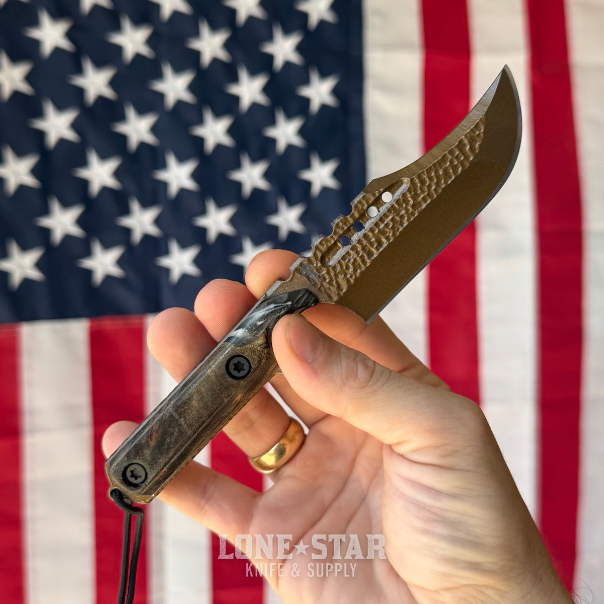 Severed Metal Works Squire V3 3.3" Fixed Blade, MagnaCut, 285Woodworks Handle, Burnt Bronze Gunkote, Serial 008 - Made in USA (SMW-SQUIREV3-008)
