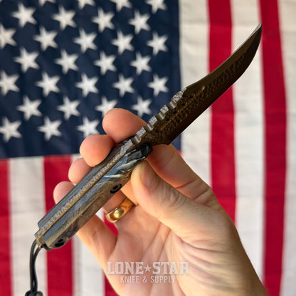 Severed Metal Works Squire V3 3.3" Fixed Blade, MagnaCut, 285Woodworks Handle, Burnt Bronze Gunkote, Serial 008 - Made in USA (SMW-SQUIREV3-008)