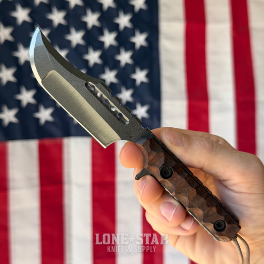 Severed Metal Works Squire V3 3.3" Fixed Blade, 440C, Dymalux, Black Chrome Gunkote, Serial 014 - Made in USA (SMW-SQUIREV3-014)