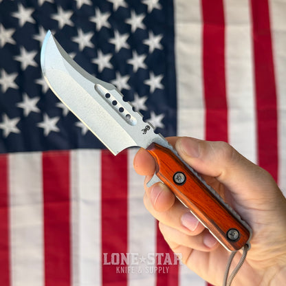 Severed Metal Works Squire V3 3.3" Fixed Blade, MagnaCut, Cocobolo, Silver Gunkote, Serial 010 - Made in USA (SMW-SQUIREV3-010)