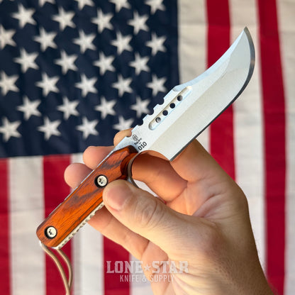 Severed Metal Works Squire V3 3.3" Fixed Blade, MagnaCut, Cocobolo, Silver Gunkote, Serial 010 - Made in USA (SMW-SQUIREV3-010)