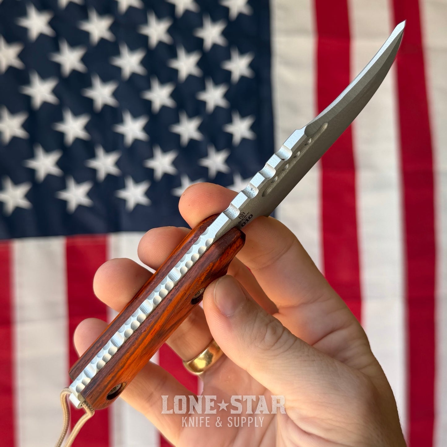Severed Metal Works Squire V3 3.3" Fixed Blade, MagnaCut, Cocobolo, Silver Gunkote, Serial 010 - Made in USA (SMW-SQUIREV3-010)