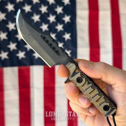 Severed Metal Works Squire V3 3.3" Fixed Blade, 440C, Camo G10, Magpul Stealth Gray Gunkote, Serial 011 - Made in USA (SMW-SQUIREV3-011)
