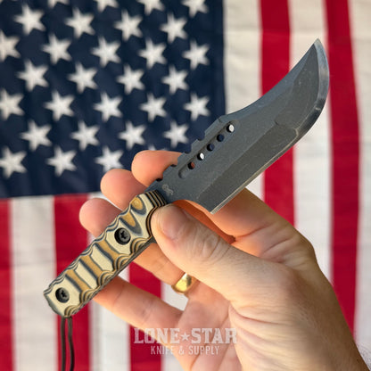 Severed Metal Works Squire V3 3.3" Fixed Blade, 440C, Camo G10, Magpul Stealth Gray Gunkote, Serial 011 - Made in USA (SMW-SQUIREV3-011)