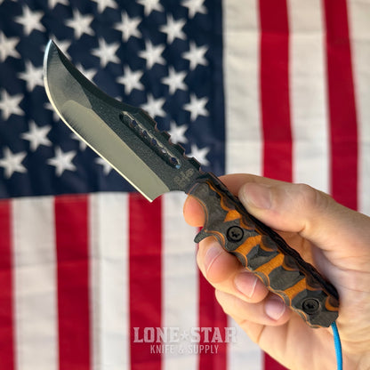 Severed Metal Works Squire V3 3.3" Fixed Blade, 440C, Dymalux, Midnight Blue Gunkote, Serial 012 - Made in USA (SMW-SQUIREV3-012)