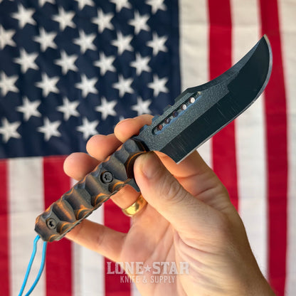 Severed Metal Works Squire V3 3.3" Fixed Blade, 440C, Dymalux, Midnight Blue Gunkote, Serial 012 - Made in USA (SMW-SQUIREV3-012)