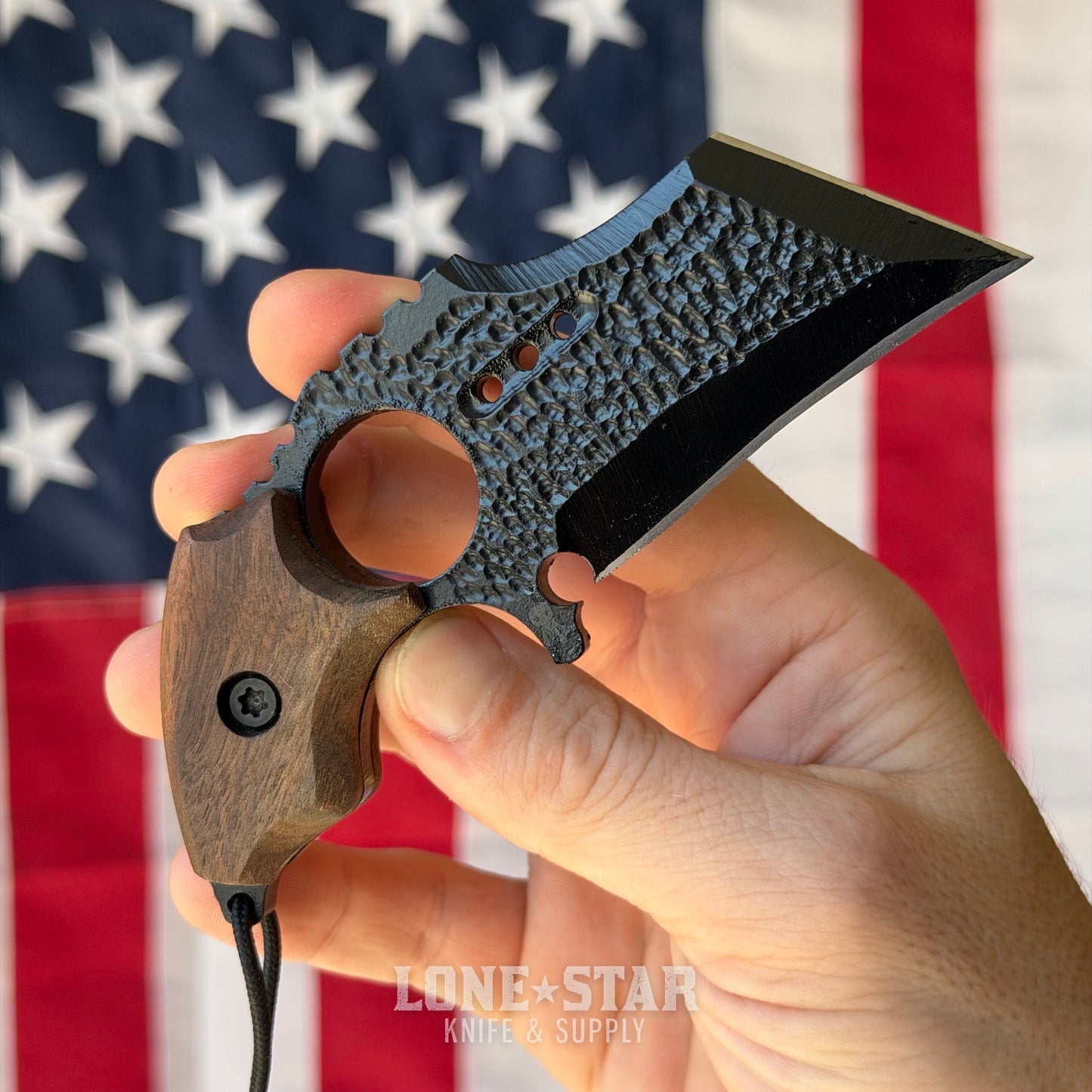 Severed Metal Works Raven Karambit 2.5" 440C, Walnut, Deep Flat Black Gunkote, Serial 005 - Made in USA (SMW-RAVEN-005)