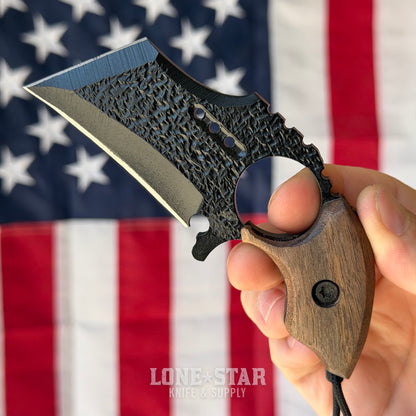 Severed Metal Works Raven Karambit 2.5" 440C, Walnut, Deep Flat Black Gunkote, Serial 006 - Made in USA (SMW-RAVEN-006)