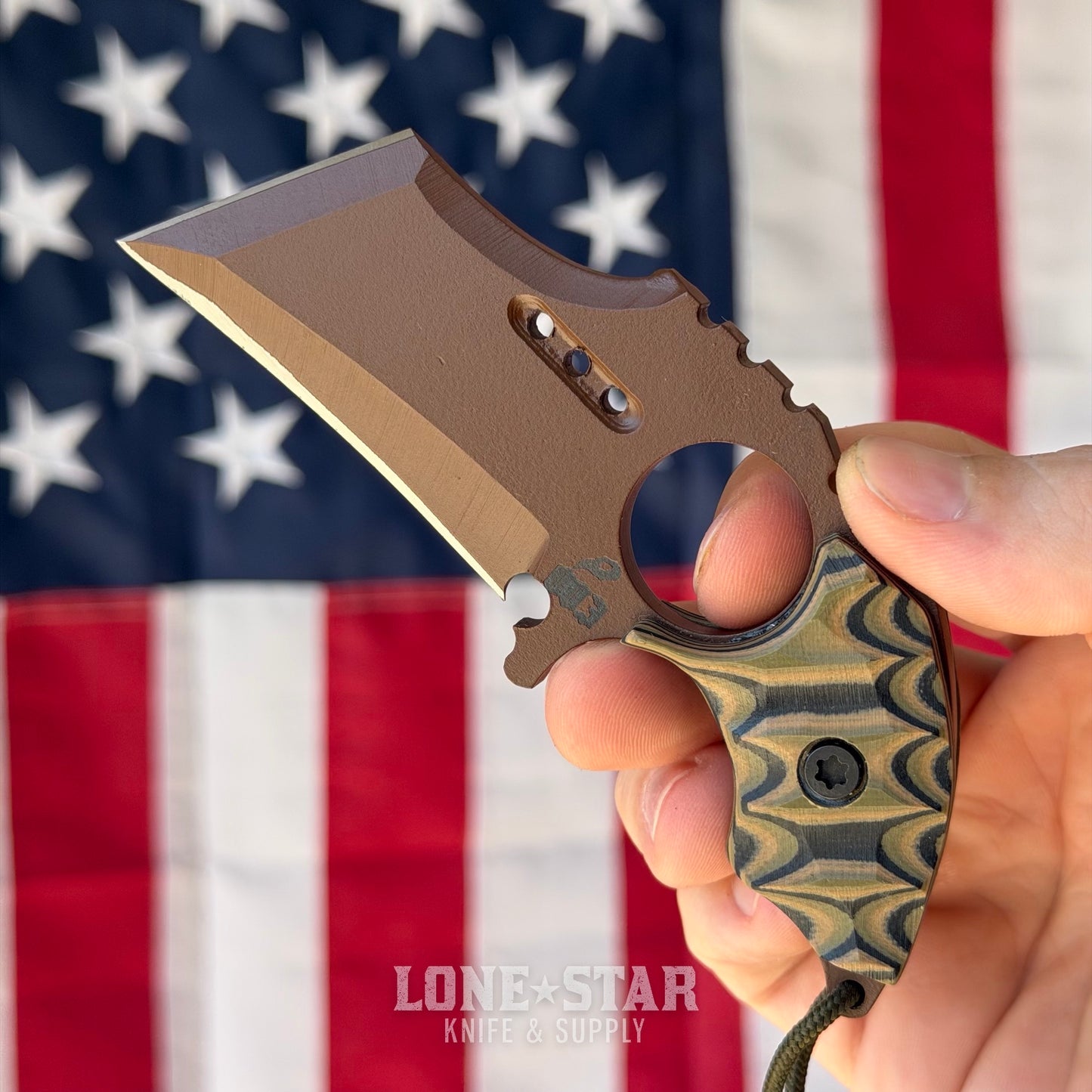 Severed Metal Works Raven Karambit 2.5" 440C, Camo G10, Service Brown Gunkote, Serial 003 - Made in USA (SMW-RAVEN-003)