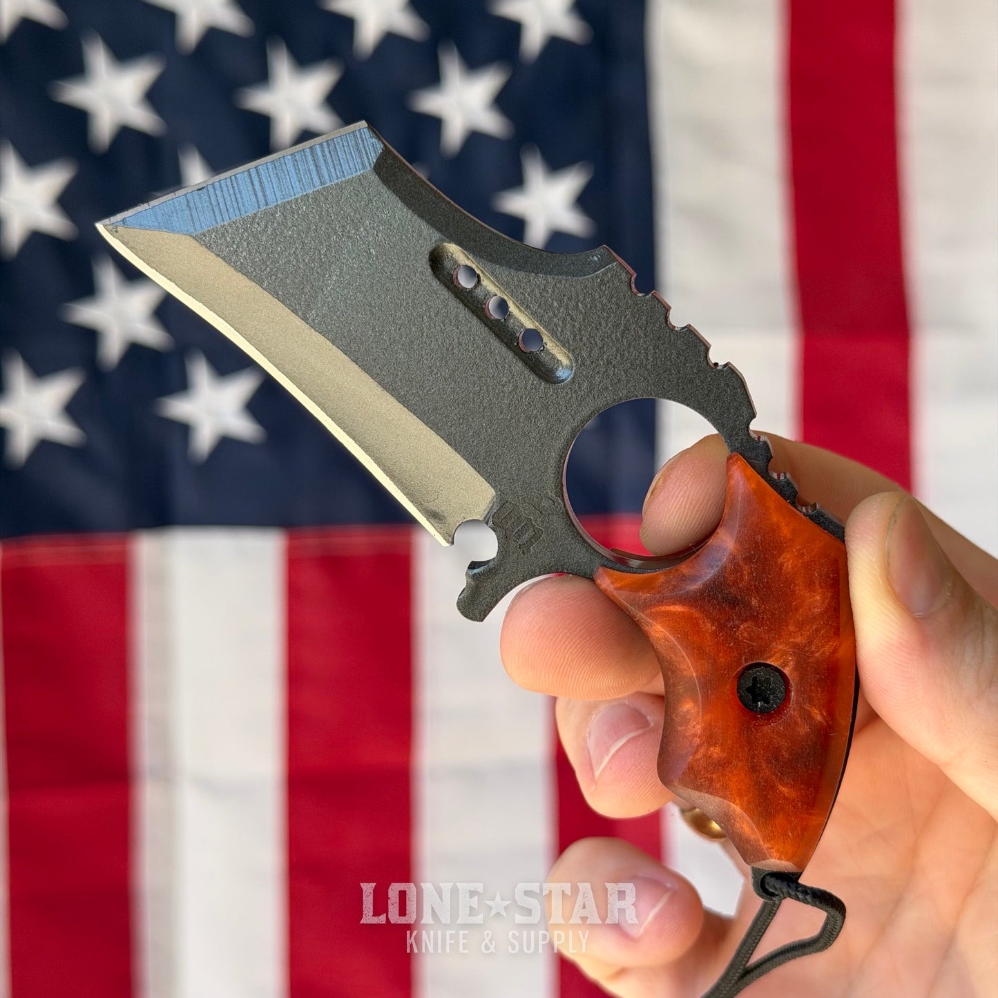 Severed Metal Works Raven Karambit 2.5" 440C, Copper Resin, Black Chrome Gunkote, Serial 001 - Made in USA (SMW-RAVEN-001)