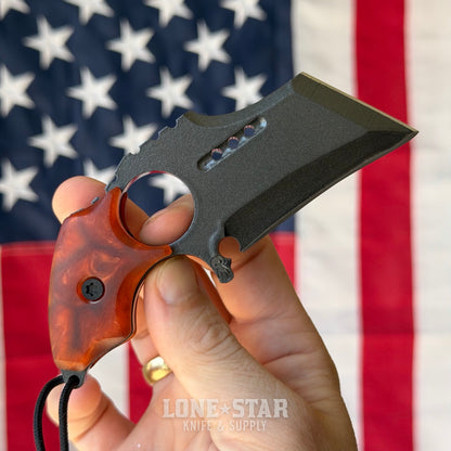 Severed Metal Works Raven Karambit 2.5" 440C, Copper Resin, Black Chrome Gunkote, Serial 001 - Made in USA (SMW-RAVEN-001)