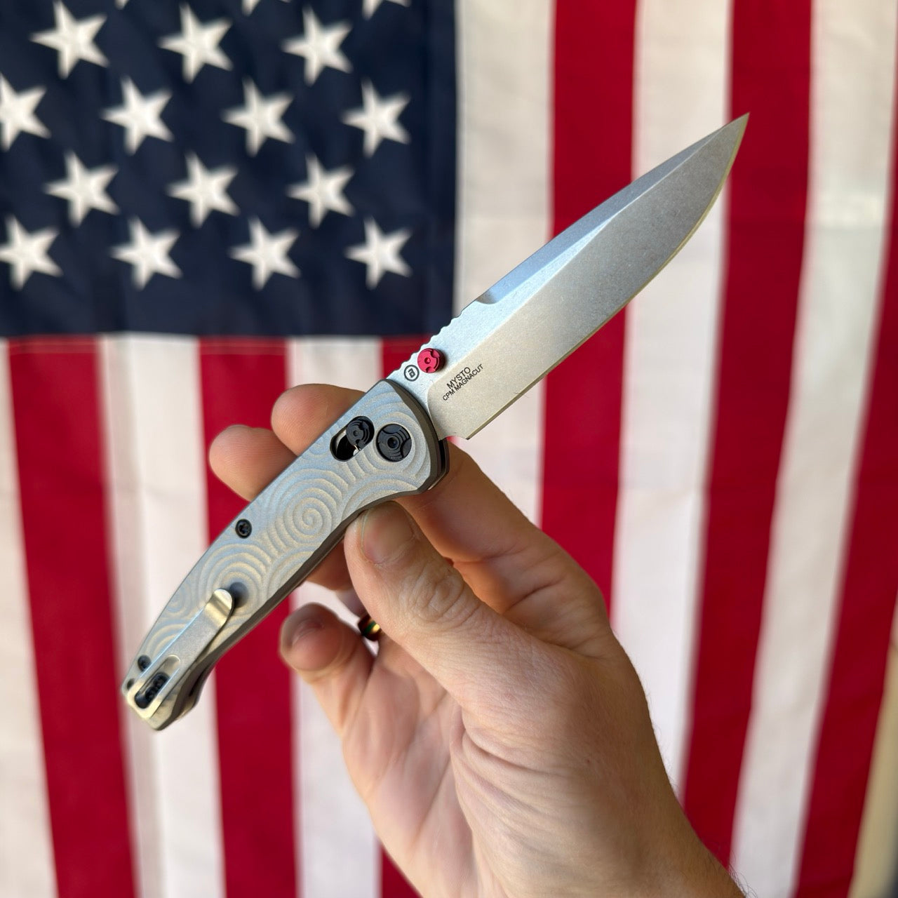 Hogue Mysto Collector Series 3.4″ Clip Point Knife, Titanium Handle, MagnaCut Blade, Made in USA (24491-LIM)