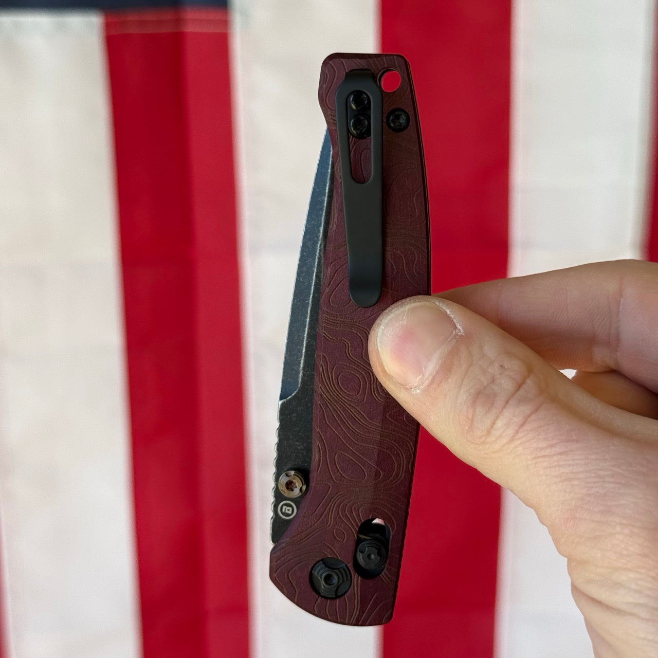 Hogue Mysto (Fire) 3.4″ Clip Point Knife, Redstone Fire Richlite Handle, CPM MagnaCut Blade, Made in USA (24452)