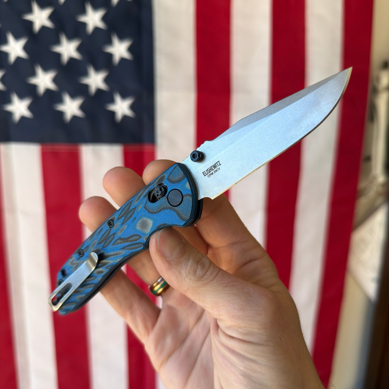 Hogue Deka 3.25″ Clip Point Knife, G-Masculus Blue Lava G10, CPM MagnaCut Blade, Made in USA (24273)