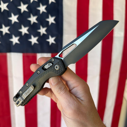 Microtech MSI Ram-Lok Tri-Grip Green Knife, 3.75″ Sheepsfoot M390MK Blade, Polymer Faded Bazooka – Made in USA (MCT210T-1PMFBO)