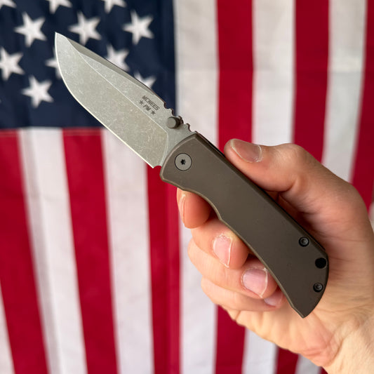 McNees PM MAC 2 (GEN 2) – 3″ Blade, Bronze Anodized Titanium, Atomic Stonewashed Blade, Stonewashed Hardware – Made in USA (Model 2458)