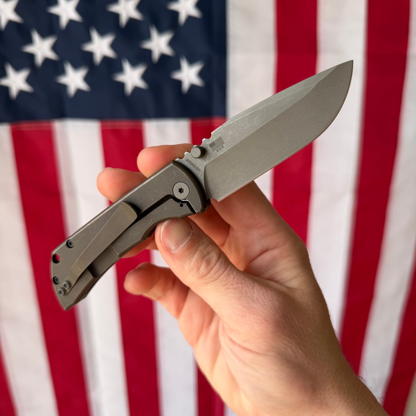 McNees PM MAC 2 (GEN 2) – 3″ Blade, Bronze Anodized Titanium, Atomic Stonewashed Blade, Stonewashed Hardware – Made in USA (Model 2458)