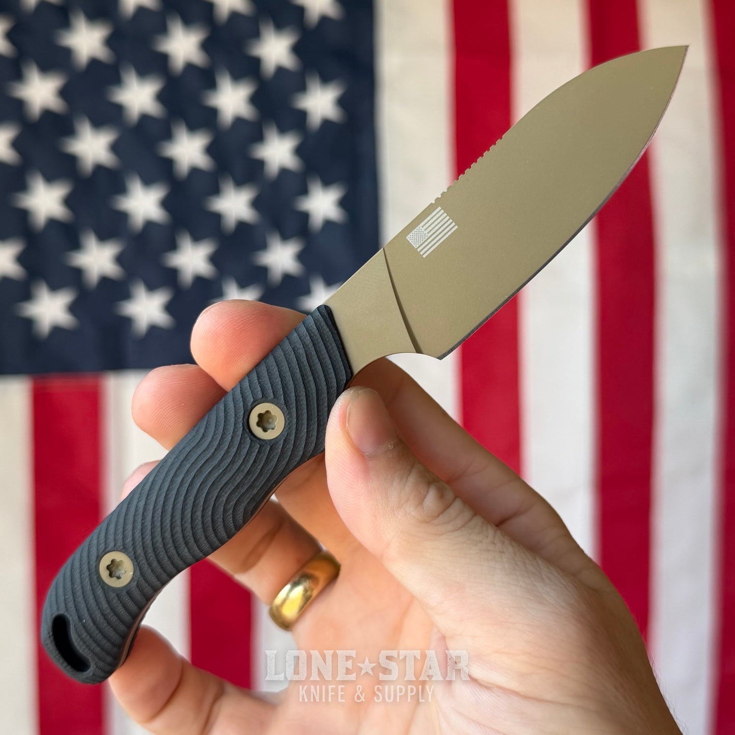Hellbender Ranch Hand, 3.6" CPM-MagnaCut Sheepsfoot, Coyote Cerakote, Black G10, Leather Sheath, Made in USA (HB-RANCHHAND-COY-BLK-LTHR)