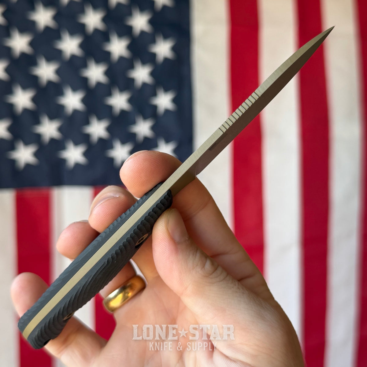 Hellbender Ranch Hand, 3.6" CPM-MagnaCut Sheepsfoot, Coyote Cerakote, Black G10, Leather Sheath, Made in USA (HB-RANCHHAND-COY-BLK-LTHR)