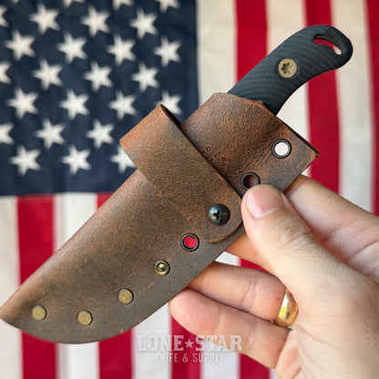 Hellbender Ranch Hand, 3.6" CPM-MagnaCut Sheepsfoot, Coyote Cerakote, Black G10, Leather Sheath, Made in USA (HB-RANCHHAND-COY-BLK-LTHR)