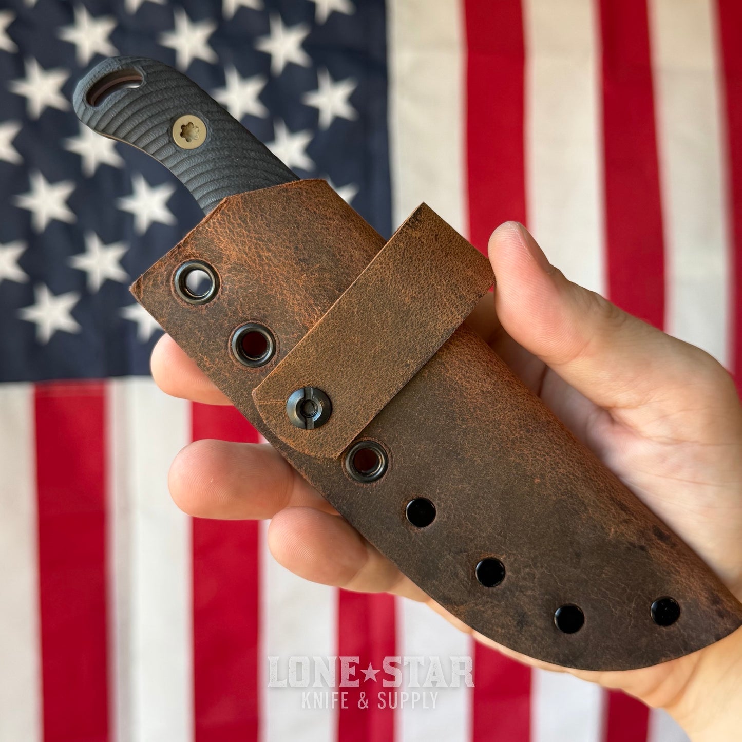 Hellbender Ranch Hand, 3.6" CPM-MagnaCut Sheepsfoot, Coyote Cerakote, Black G10, Leather Sheath, Made in USA (HB-RANCHHAND-COY-BLK-LTHR)