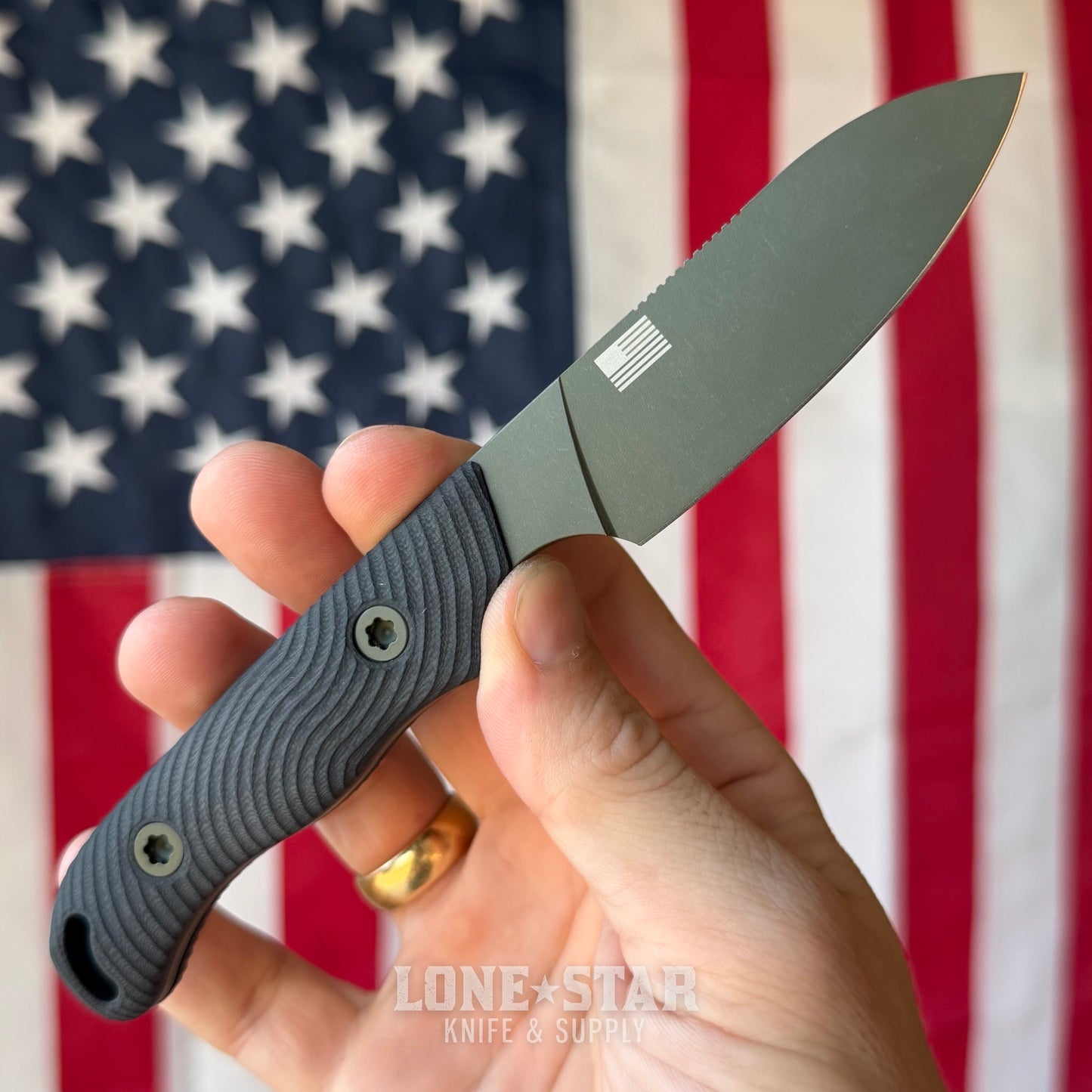 Hellbender Ranch Hand, 3.6" CPM-MagnaCut Sheepsfoot, OD Green Cerakote, Black G10, Leather Sheath, Made in USA (HB-RANCHHAND-OD-BLK-LTHR)
