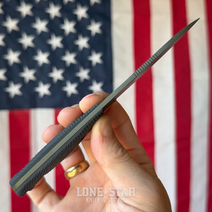 Hellbender Ranch Hand, 3.6" CPM-MagnaCut Sheepsfoot, OD Green Cerakote, Black G10, Leather Sheath, Made in USA (HB-RANCHHAND-OD-BLK-LTHR)