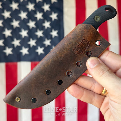 Hellbender Ranch Hand, 3.6" CPM-MagnaCut Sheepsfoot, OD Green Cerakote, Black G10, Leather Sheath, Made in USA (HB-RANCHHAND-OD-BLK-LTHR)