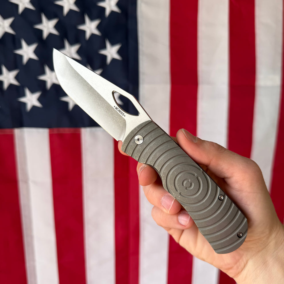 McNees Dixon Shockwave Frame Lock Knife, Titanium Handle, Satin MagnaC ...