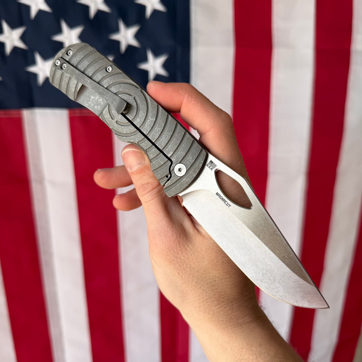 McNees Dixon Shockwave Frame Lock Knife, Titanium Handle, Satin MagnaCut Blade & Satin Hardware – Made in USA (2424)
