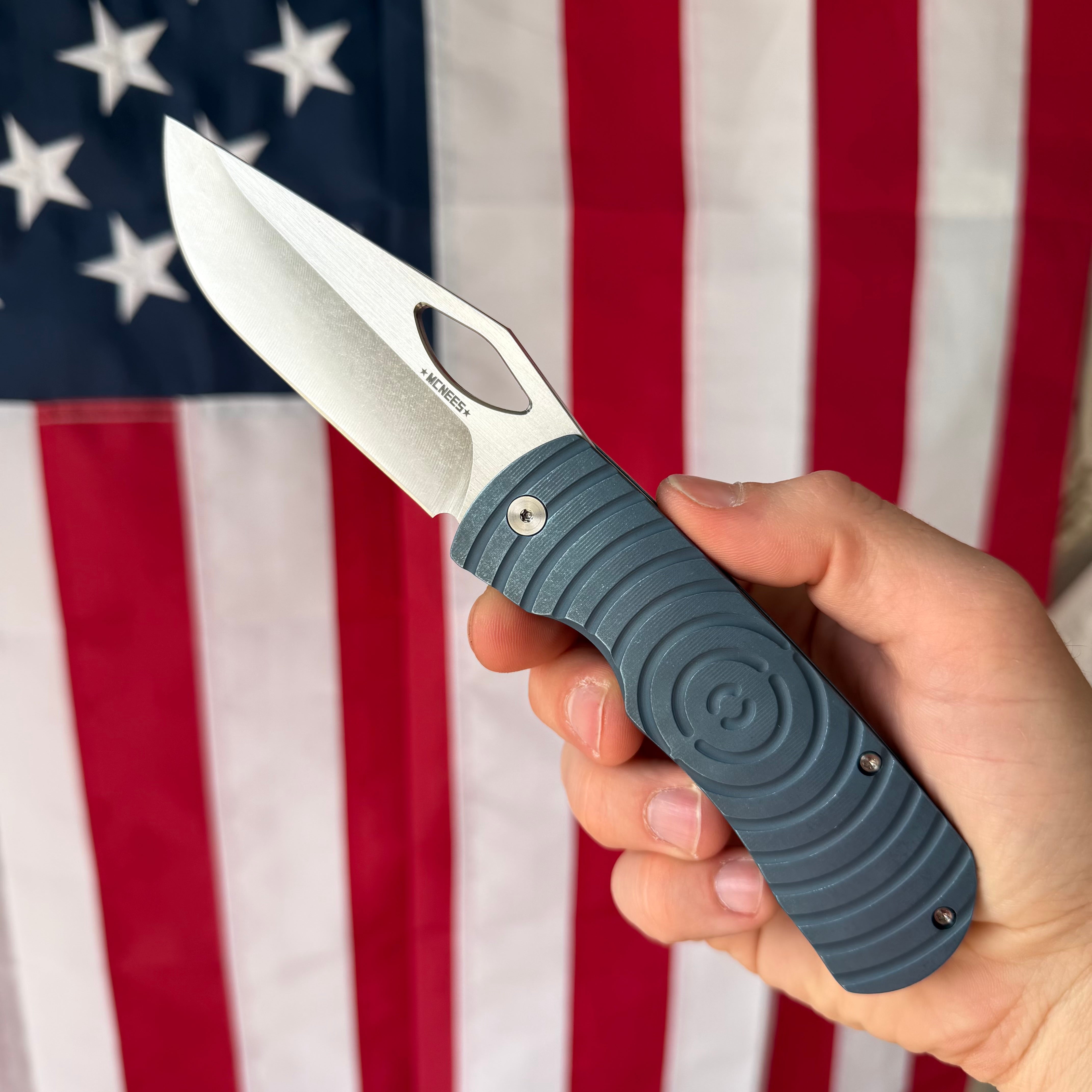 McNees Dixon Shockwave Frame Lock Knife, Blue Anodized Titanium, Satin ...