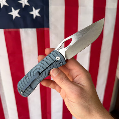 McNees Dixon Shockwave Frame Lock Knife, Blue Anodized Titanium, Satin MagnaCut Blade & Satin Hardware – Made in USA (2426)
