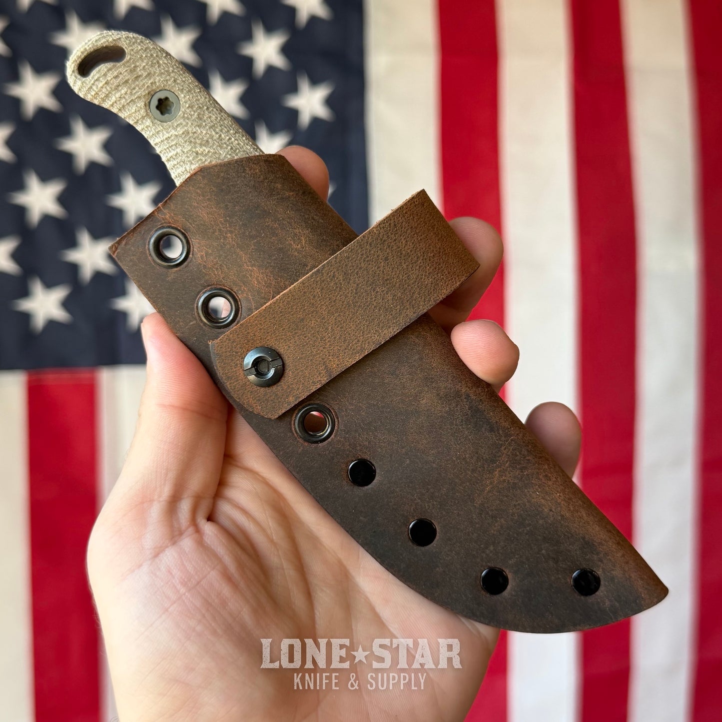 Hellbender Ranch Hand, 3.6" CPM-MagnaCut Sheepsfoot, OD Green Cerakote, OD Green Micarta, Leather Sheath, Made in USA (HB-RANCHHAND-OD-OD-LTHR)
