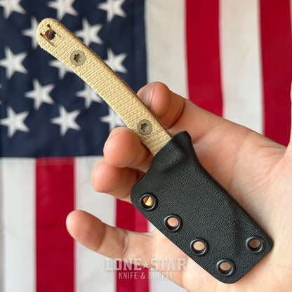 Hellbender Blade Co. Newt 2" Fixed Blade, Coyote Cerakote MagnaCut Sheepsfoot, Natural Micarta, Kydex Sheath, Made in USA (HBC-NEWT-COY-NATURAL-KYDEX)