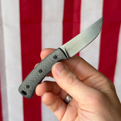 TRM Tagalong Special Edition DLC Fixed Blade Knife – MagnaCut, Carbon Fiber Scales, Black Leather Sheath – Made in USA