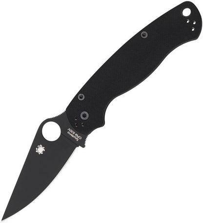 Spyderco Blacked Out Para Military 2 (PM2) Compression Lock Knife G-10 (3.4" Satin S45VN) PM2