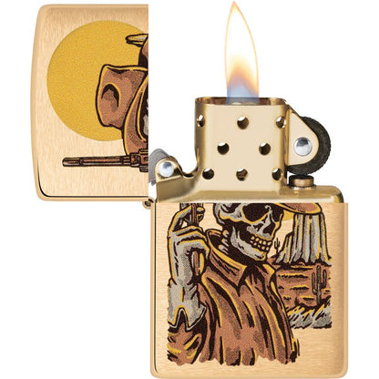 Cowboy Skull Design Lighter - Brushed Brass